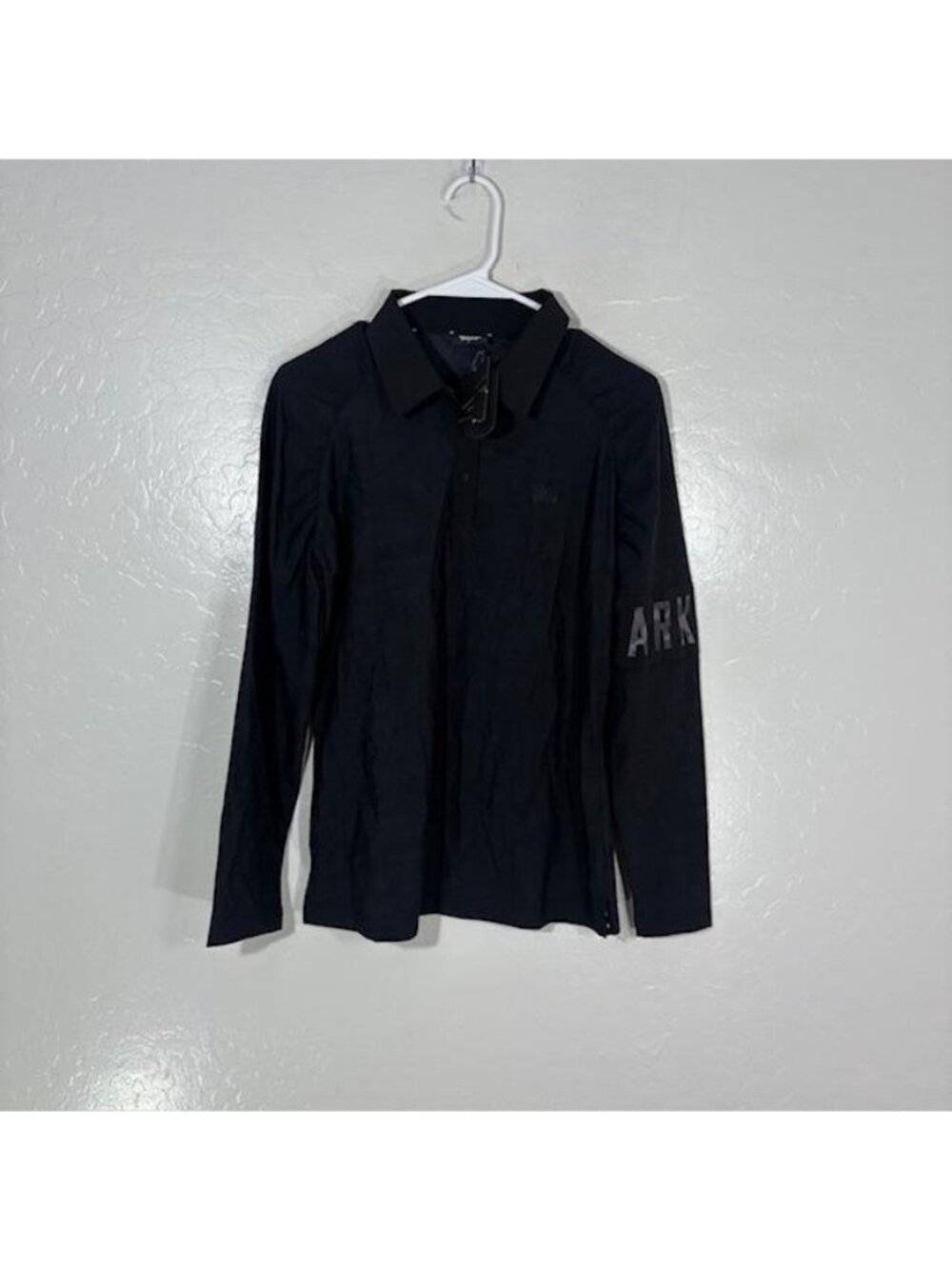 PXG Polo Shirt Womens Small Black Darkness Rouched Long Sleeve Golf Top Stretch